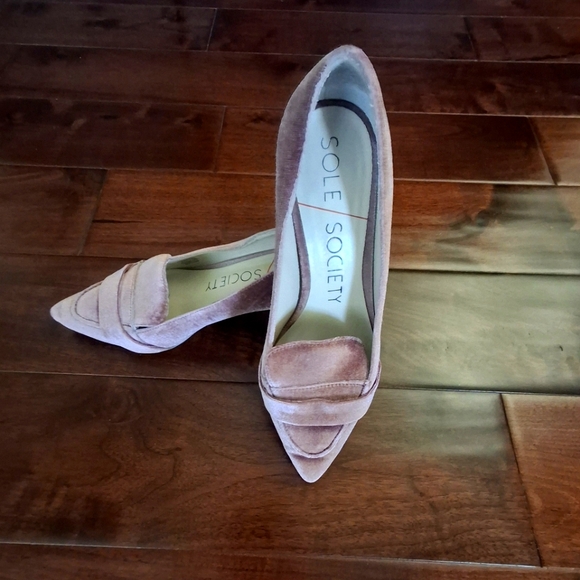 SOLE SOCIETY "Karoleena" Mauve Block Heel Pointy Toe Loafer - Size 7 - Picture 6 of 8